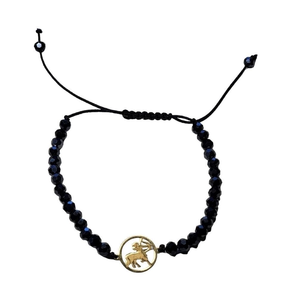 18K REAL Gold Sagittarius Horoscope Sign Adjustable stone Beaded Swarovski